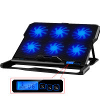 Laptop Cooler 2 USB Ports and Six LED cooling Fan laptop cooling pad Notebook Stand With Light LCD Display for 12-17 inch Laptop