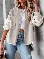 ZZOOI Boho Inspired Cable Knit Sleeve Denim Jacket Button Up long sleeve Jean Jacket Coat women new autumn winter Shackets women