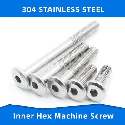 304 Stainless Steel Flat Bevel Hexagon Socket Machine Screw Bolt Inner Hex Screws  Fastening Nail M8 M10 M12 Nails Screws Fasteners
