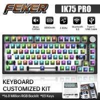 3 Mode FEKER IK75 Pro 75% ของตกแต่งงานปาร์ตี้คีย์บอร์ดแบบกลไก2.4G RGB แบบไร้สายลูกบิดโลหะปะเก็น Bluetooth5.0 8000Mah