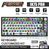 3 Mode FEKER IK75 Pro 75% Mechanical Keyboard DIY Kit Hot Swap 2.4g Wireless RGB Metal Knob 8000mah Bluetooth5.0 Gasket