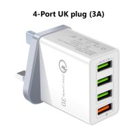 QC 3.0 Fast Charging 5V 3.1A 4 Usb Ports Mobile Phone Charger UK Plug Quick Charge White For Iphone Xiaomi Huawei Oppo Vivo Electrical Connectors