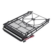 Luggage Carrier Roof Rack with LED Light Bar Spare Tire Rack for RC Crawler Car Axial SCX10 90046 AXI03007 TRX4