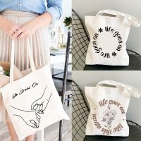 【ACD】   BTS Shopper Bag Life Goes On Shopping Bags Anime Gift Tote Bag Inspired Tote Bag Kpop Cute Totes Canvas Bag Supermarket Bag