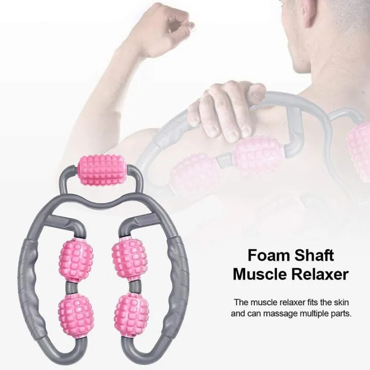 5 Wheels Foam Shaft Roller Muscle Relaxer Hand Skinny Leg Massage Roller Lean Neck Massage 0049