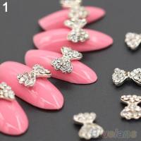 AWEI1 10Pcs 3D Glitters RhinestoneโลหะผสมBowknot DIYศิลปะการแต่งเล็บเคล็ดลับสติกเกอร์