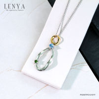 LenYa Jewelry จี้ดีไซน์เก๋ประดับพลอยบลูโทปาซ (Blue Topaz) และพลอยโครมไดออฟไซด์ (Chrome Diopside) ตัวเรือนเงินแท้ชุบสีแบบทูโทน ชุบทองคำขาวและทองคำแท้