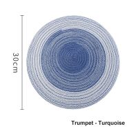 แผ่นรองเสื่อเสื่อฉนวนกันความร้อนเสื่อฉนวนกันความร้อนทรงกลมแผ่นผ้าฝ้ายแผ่นรองจานสไตล์ญี่ปุ่นกันลื่นโต๊ะผ้าลินินในบ้าน
