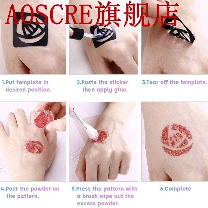 Glitter Tattoo Set Temporary Tattoo Kit30 Large Glitter Col Lazada PH