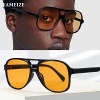 YAMEIZE Retro Pilot Sunglasses Women Mens Glasses Vintage Oversized Male Eyeglasses Yellow Lens Driving Oculos De Sol Masculino Cycling Sunglasses