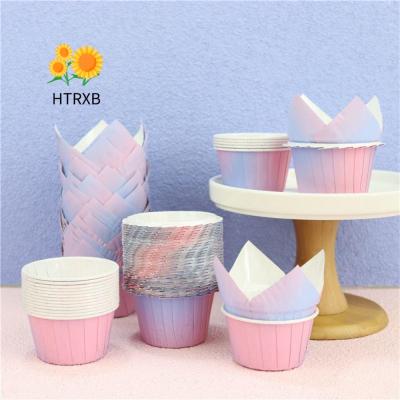 HTRXB 100ชิ้นอุปกรณ์อบขนมคัพเค้ก DIY ที่ใส่คัพเค้กแบบถ้วยถ้วยมัฟฟินที่ห่อเค้ก