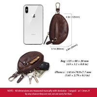 Genuine Leather Car Key Wallet For Men Coffee Key Bag Zipper Car Key Holder Organizer Coin Pocket Key Case Housekeeper