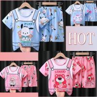 【Ready Stock】 ✸◑✢ C22 Summer Childrens Pajamas Short-Sleeved Suits Girls Medium Large Children Boys Home Clothes kids pyjamas baju tidur baby