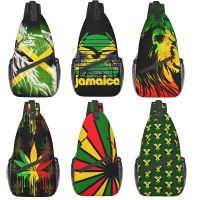 【jw】¤✚ Rasta Flag Crossbody Sling para homens e mulheres mochila no peito casual bolsa de ombro jamaicana