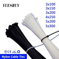 100PCS Nylon Cable Ties 3x100 3x150 3x200 White Black Cable Wire Ties Self Lock 50pcs 5x300mm Zip Ties 100mm 150mm 200mm 250mm