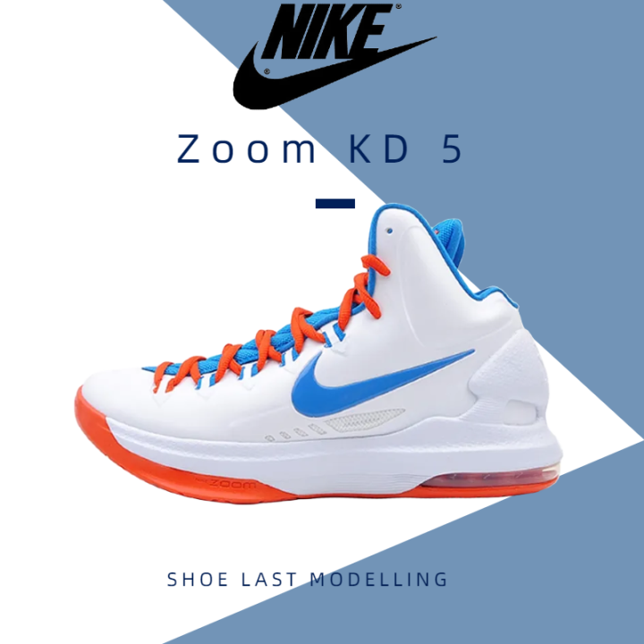 Nike Zoom Kd 5 Actual Combat Mandarin Duck White Blue Orange Basketball