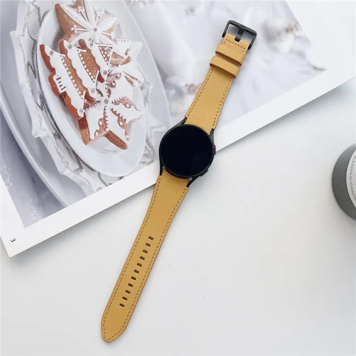 No Gaps Leather Watchband For Samsung Galaxy Watch 4 Strap 44mm 40mm