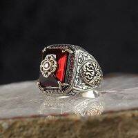 【hot】✾✤  Turkish Signet for Men Ancient Color Carved Inlaid Punk Motor Biker