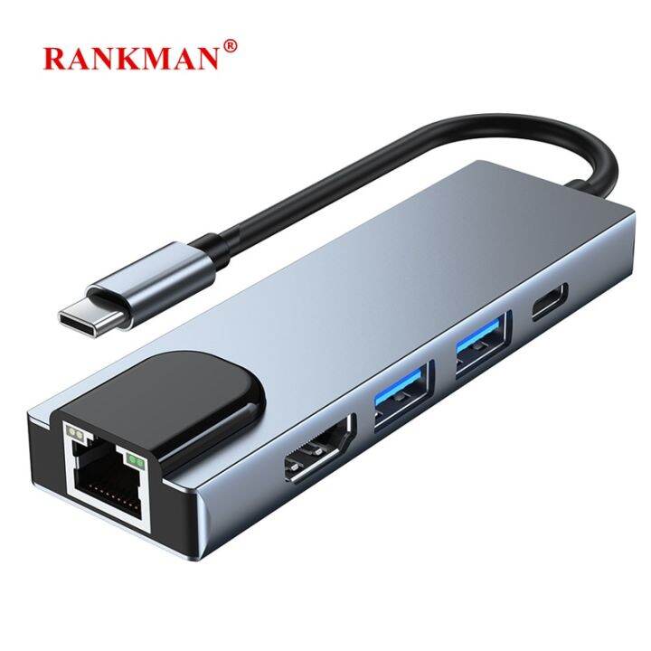 usb-rankman-ไปยัง-rj45อีเธอร์เน็ต4k-hdtv-usb-usb-3-0-2-0-type-c-สำหรับ-macbook-ipad-pro-samsung-s22-dex-xiaomi-12-tv-สวิตช์-ps5