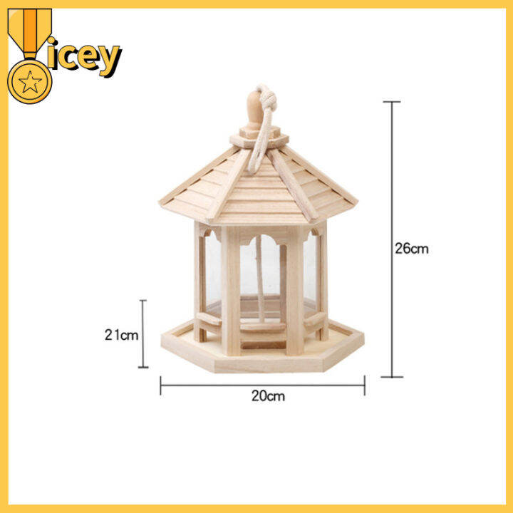 iceyhome-ที่แขวนเสื้อไม้ทรงหกเหลี่ยมบ้านนก-ที่ให้อาหารนกเครื่องประดับสำหรับของตกแต่งสวนกลางแจ้ง