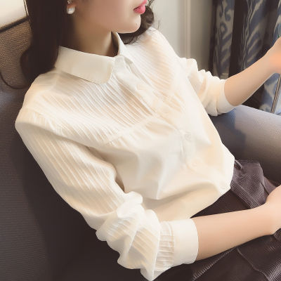 &amp;Quot;Pure Cotton&amp;Quot; Pure Cotton Spring And Autumn And Winter Artistic All-Match Long Sleeve Stitching Korean Style White Shirt Base Shirt Women