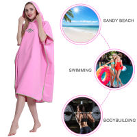 Surf Poncho Towel with Hood for Adults Women Men, Microfiber Beach Changing Robe for Swimming Bathing Kitesurf Wetsuit