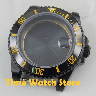 40Mm PVD Watch Case Sapphire Glass Black Fit DG 2813 ETA 2836 Miyota 8215 Movement Ceramic Bezel