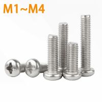 20 100PCS M1 M1.2 M1.4 M1.6 M2 M2.5 M3 M4 DIN7985 GB818 304 Stainless Steel Cross Recessed Pan Head Screws Phillips Screws