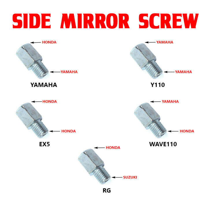 SIDE MIRROR MOTORCYCLE SIDE MIRROR ADAPTER BOLT SCREW HONDA YAMAHA Y110