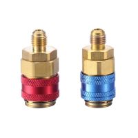 2pcs R134a Quick Connectors Auto Car Air Conditioning Quick Coupler Adapter (Red Blue)