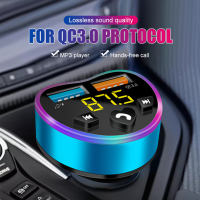 Universal Car FM Transmitter Bluetooth-Compatible Dual USB Fast Charging Audio Receiver MP3 Player แฮนด์ฟรีสำหรับ12V 24V