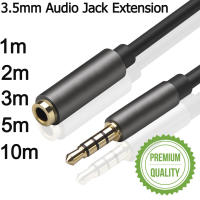 สาย Stereo 3.5mm ( หัว ผู้-เมีย ) 4P Audio Jack Extension Cable Male to Female Headphone Aux Cord 4 Pole Gold Plated Plug Durable