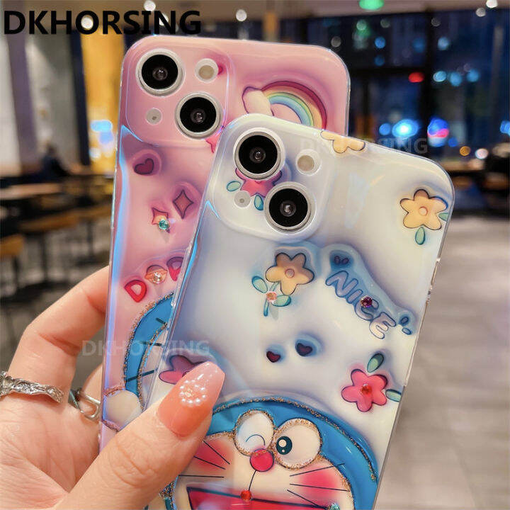 dkhorsing-เคสโทรศัพท์รูปการ์ตูน3d-ใหม่สำหรับ-realme-c53น่ารักลายโดราเอมอนเคสนิ่มซิลิโคนประดับพลอยเทียมบลูเรย์-realmec53-oppo-2023