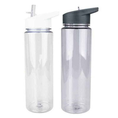 ✴ 750ml Sports Water Bottle Transparent Straw Cup With Handle Leak-proof Outdoor Hiking Portable Plastic Water Bottle BPA free