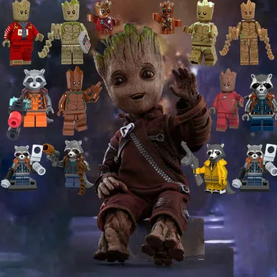 จรวดแรคคูน Groot Minifigure Iron Man Marvel Avengers เดอร์แมนอาคารบล็อกของเล่นสำหรับเด็ก