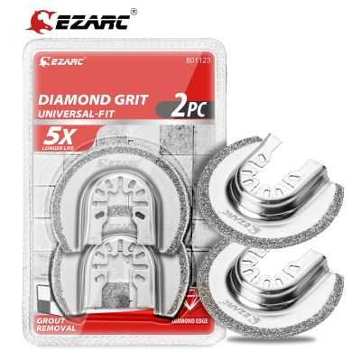 EZARC 2PCS Oscillating Multi Tool Semi Circle Diamond Blades Mortar Cutting Saw Blade for Grout Removal and Soft Tile Cut DO63C