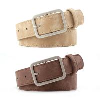 Fashion Square Pin Buckles Belts Women Silver Buckle Leather Belts for Jeans Retro Wild Belts for Women Waistbands Student Strap