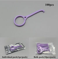 100Pcs ทันตกรรมจัดฟันที่มองไม่เห็นวงเล็บ Remover Retainer Removal Hook ตะขอพลาสติกด้านเดียว Aligner Take Off เครื่องมือสีม่วง