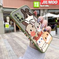 JIUMOO เคสปลอกสำหรับ Samsung กาแลคซี M31 A31ลายกระต่ายการ์ตูนบางดีไซน์ใหม่ขอบสี่เหลี่ยมด้านข้างกันกระแทกมีน้ำค้างแข็งโปร่งใสแข็งเคสมือถือคลุมทั้งหมดปลอกซิลิโคนเคสนิ่มสำหรับปกป้องกล้อง