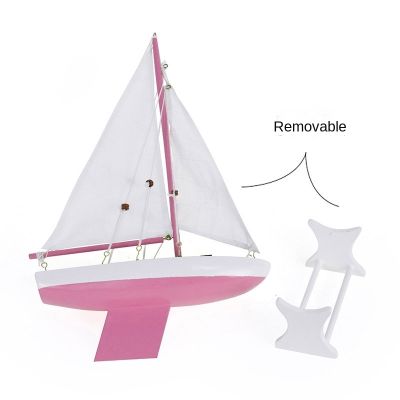 Sunchamo Pink Girl Floating Boat Wooden Sailing Small Decoration Ship Model Smooth on The Water Toy Childrens Gifts Home Decor