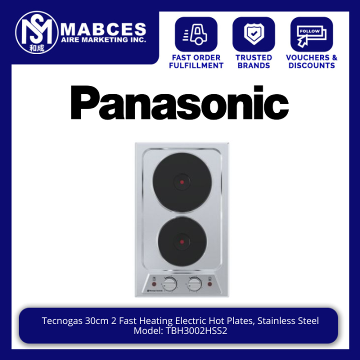 Tecnogas 30cm 2 Fast Heating Electric Hot Plates, Stainless Steel
