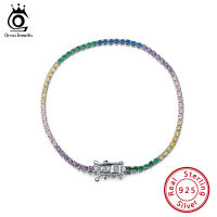 ORSA JEWELS Multi-color 925 Silver Tennis Bracelet for Women Full Paved AAAA Zircon Bracelet Jewelry Party Gift Wholesale OSB62