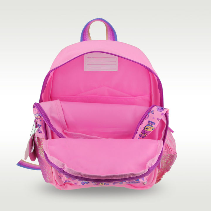 กระเป๋านักเรียนสำหรับเด็กของแท้จากออสเตรเลียเป้สะพายคอมพิวเตอร์กระต่ายสีชมพูน่ารักอายุ3-7ปีกระเป๋าแบบจำลองนามบัตร14นิ้ว