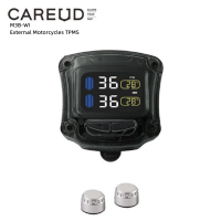 CAREUD M3B-WI-S รถจักรยานยนต์ภายนอกแบบไร้สาย TPMS รถจักรยานยนต์ระบบตรวจสอบความดันลมยางจอแสดงผล LED USB ชาร์จเซ็นเซอร์เงิน TPMS รถจักรยานยนต์