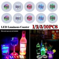 1/2/5pcs LED Bar Coaster LED Stickers Light Up Bar Coasters for Drinks Cup Holder Lights for Wine Liquor Bottle