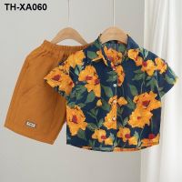 The new handsome beach wind childrens short sleeve baby boy 2023 children summer loose blouse