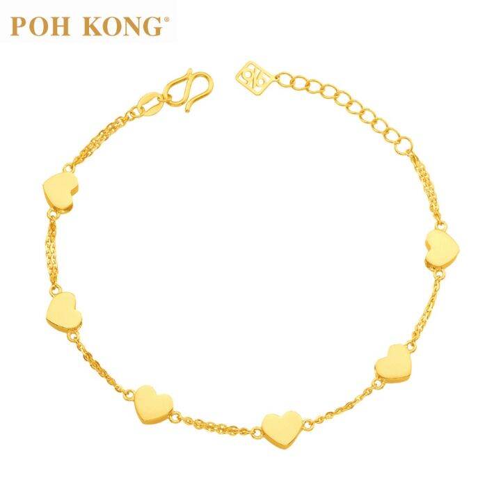 POH KONG 916/22K Yellow Gold Machine Carved Design Bracelet Lazada