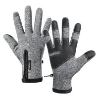 1Pair Thermal Black Warm Gloves For Men Women Non-slip Gloves Unisex Touch Screen Gloves With Inner Fleece Winter Outdoor Sport