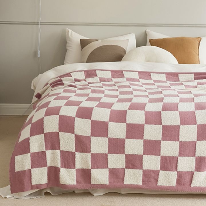 checkerboard-throw-blanket-soft-warm-blankets-for-bed-nordic-plush-sofa-blankets-plaid-bedspread-blanket-for-travel