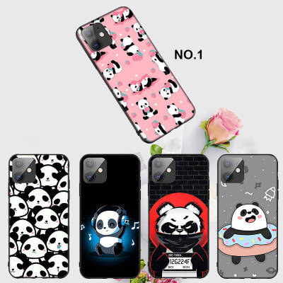 Casing หรับ iPhone 14 13 11 Pro Max 11 Mini 8+ 8 Plus EL27 Cartoon panda Pattern Phone เคสโทรศัพท์ อ่อนนุ่ม TPU Shockproof Black ปก